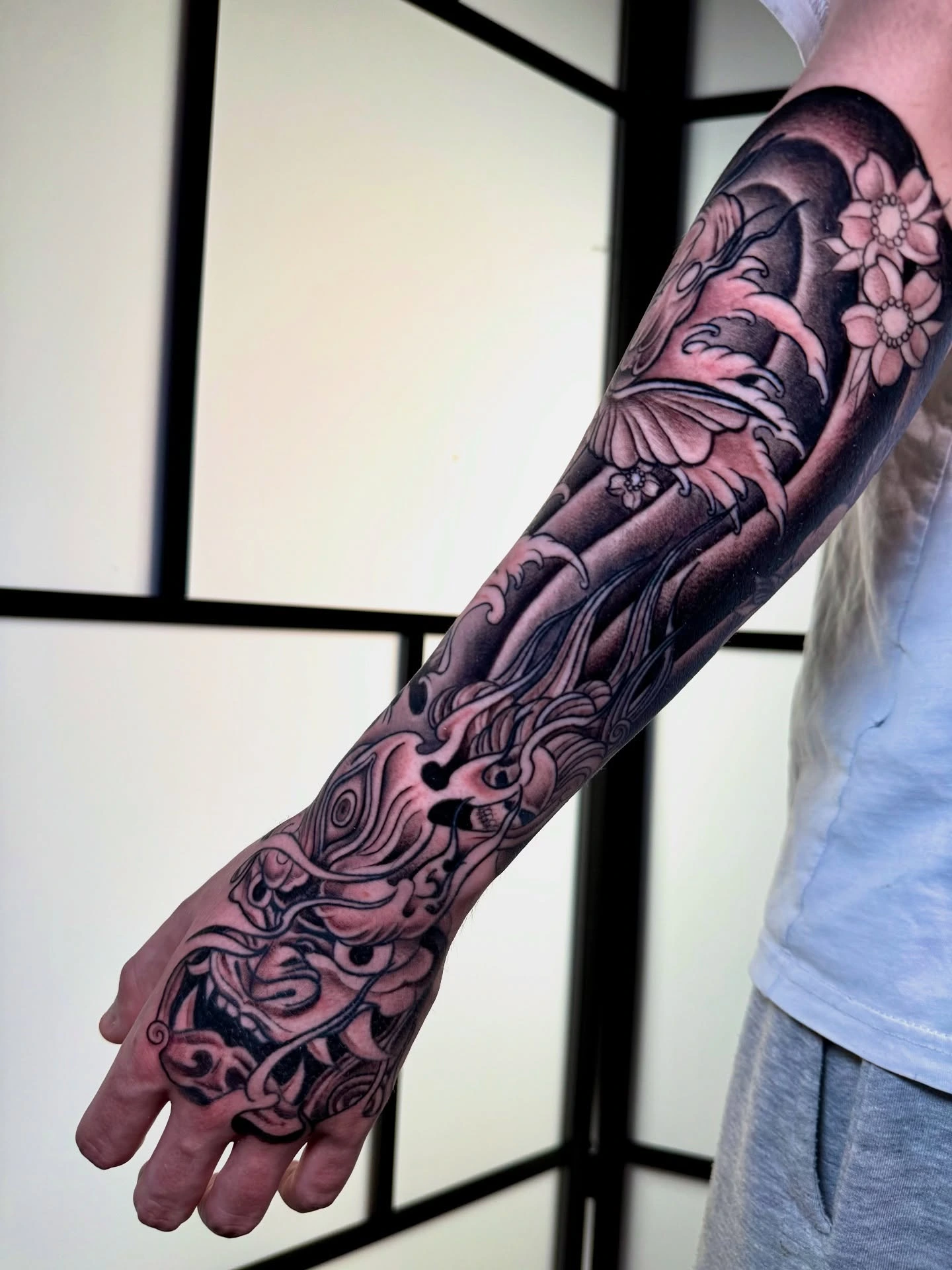 Japanese koi sleeve close-up — same client as DMndTO9IiQD