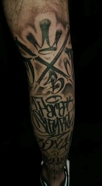 Abstract chicano graffiti calligraphy sleeve