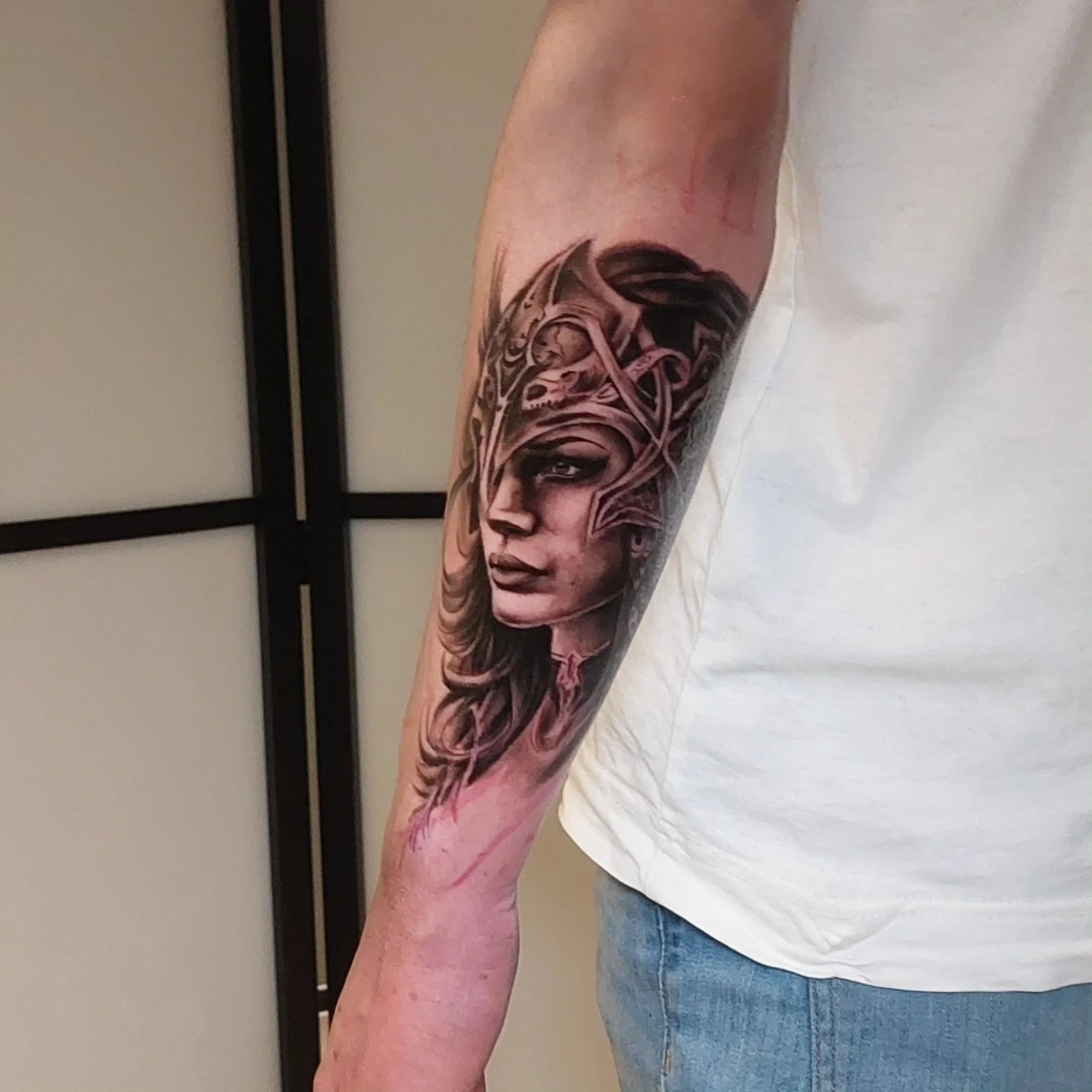 Valkyrie/Norse warrior woman portrait with helmet