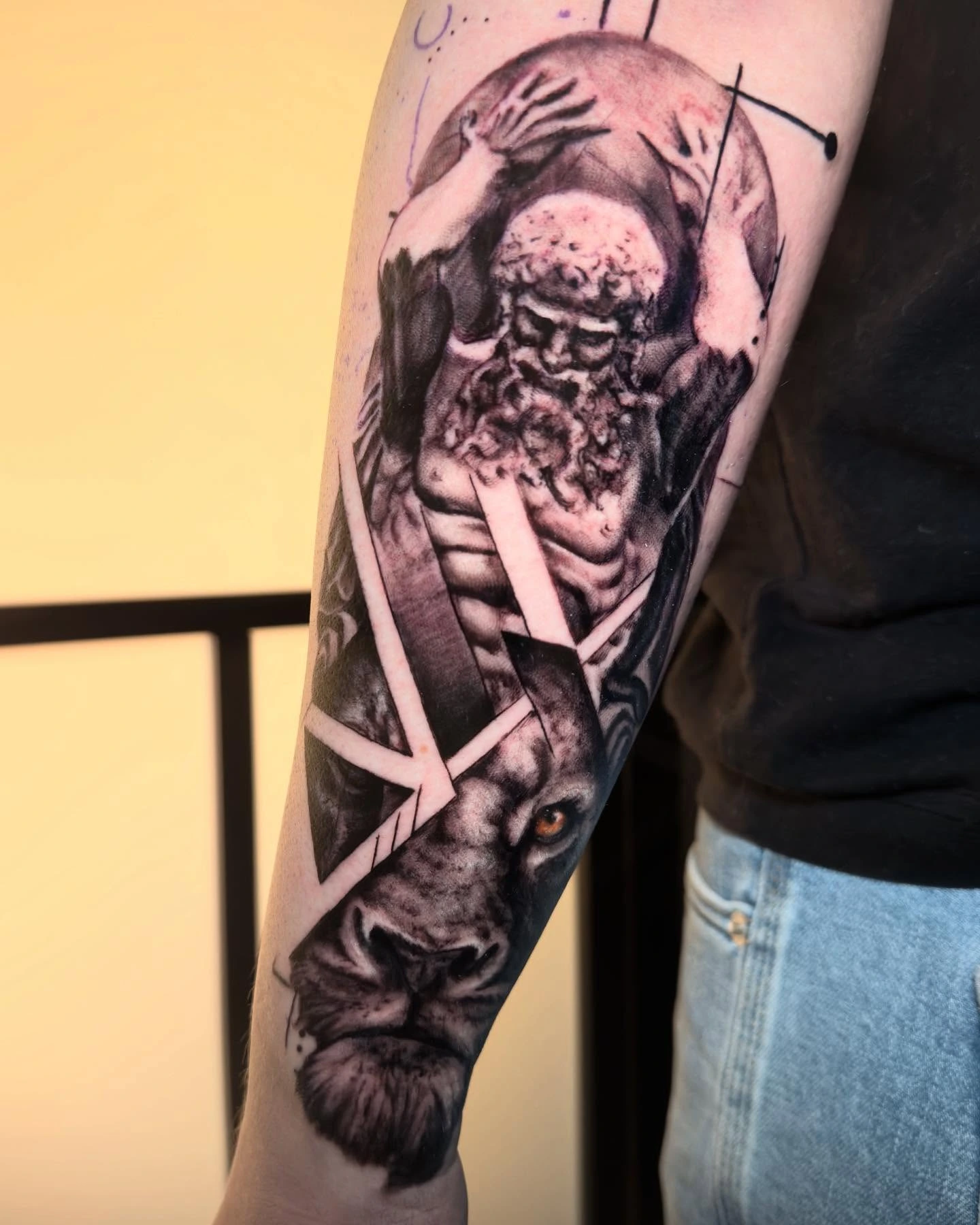Atlas/Hercules holding the world half-sleeve (mythology)