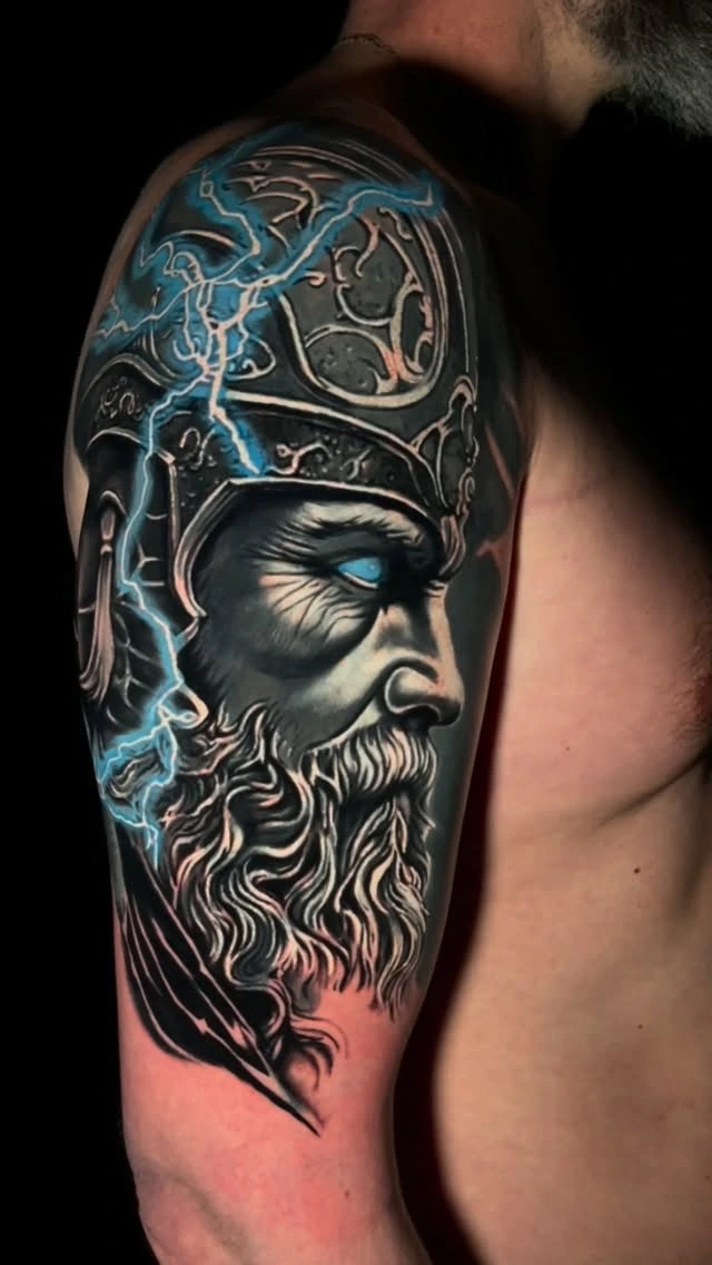 Evil clown / killer clown with jester hat and runic crown, red nose
