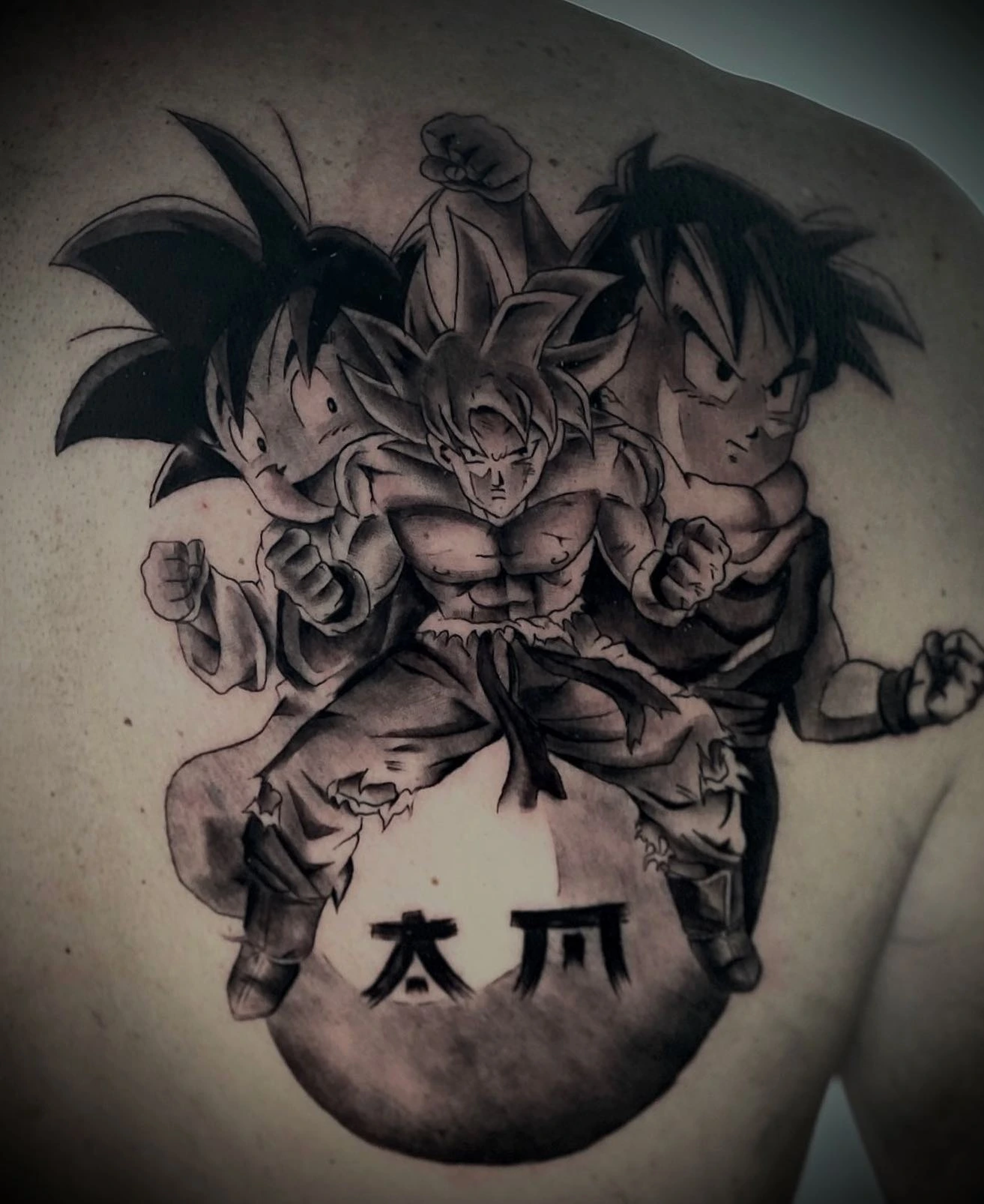 Goku Dragon Ball — three-stage character composition (kid/adult/ultra) on dragon ball