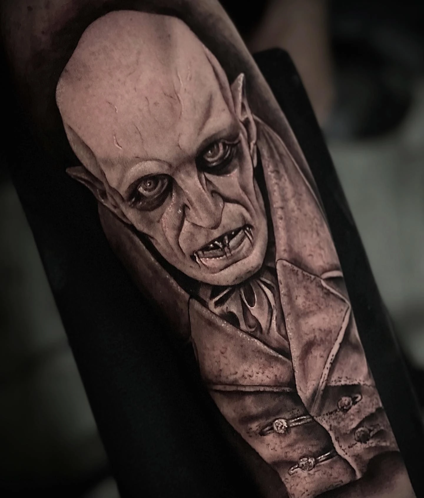 Nosferatu vampire portrait with jacket (alternate angle)
